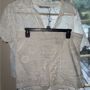 White Eyelet Embroidered Women's Top